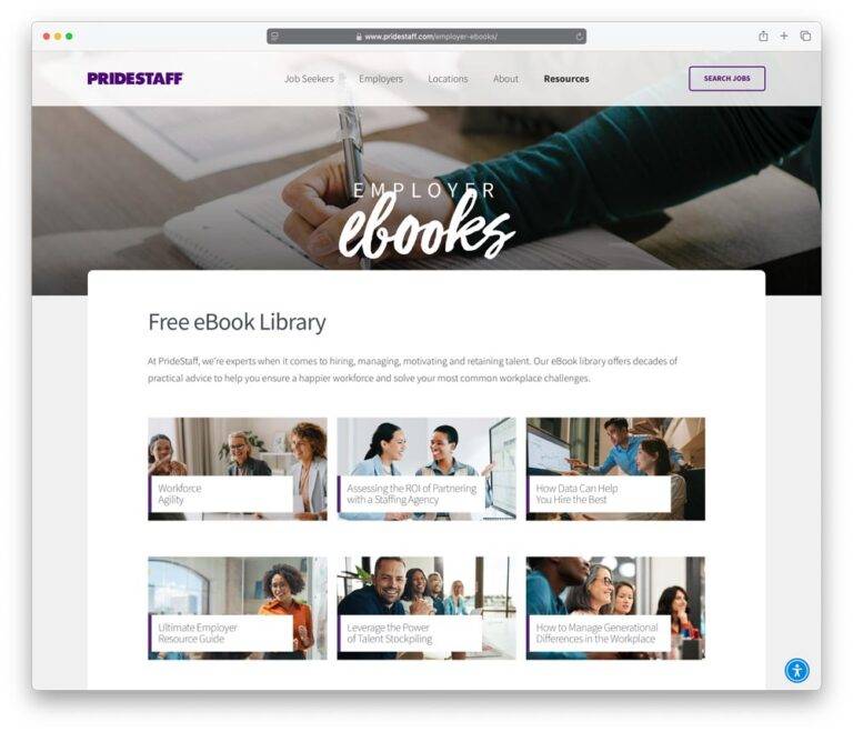 Employer eBook library with workforce and workplace solutions
