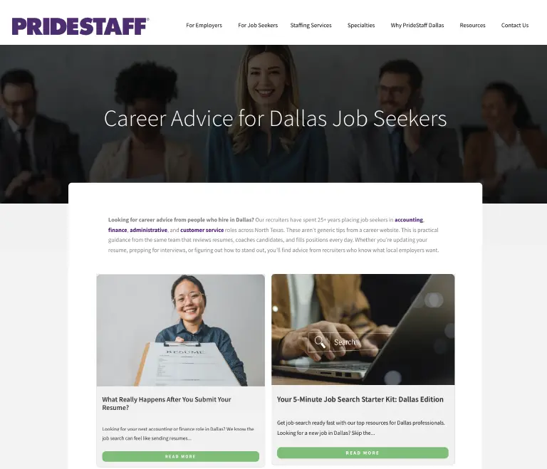 Professional in Dallas receiving career advice from local recruiters