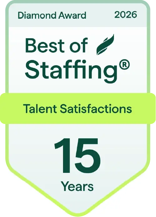 ClearlyRated Best of Staffing 2026 Diamond Award for Talent Satisfaction - 17 consecutive years - PrideStaff Dallas