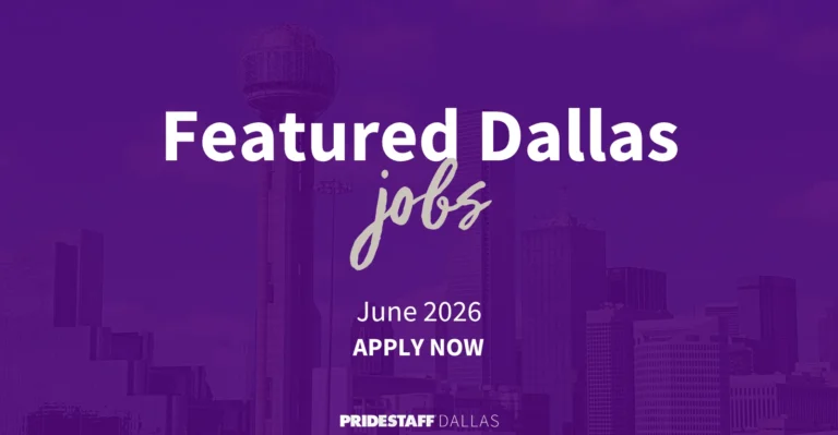 Featured Dallas Jobs June 2026 - Apply Now - PrideStaff Dallas with Dallas skyline background
